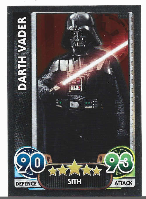 DARTH VADER - TOPPS `STAR WARS FORCE ATTAX` 2015/16 - `FOIL` TRADING CARD 171
