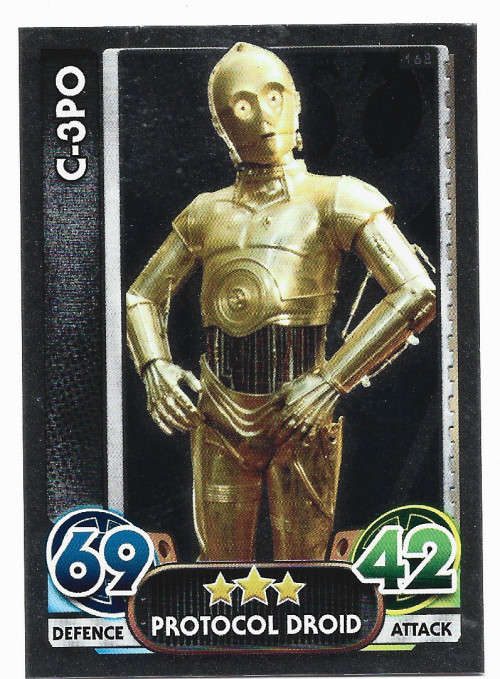 C 3PO - TOPPS `STAR WARS FORCE ATTAX` 2015/16 - `FOIL` TRADING CARD 168
