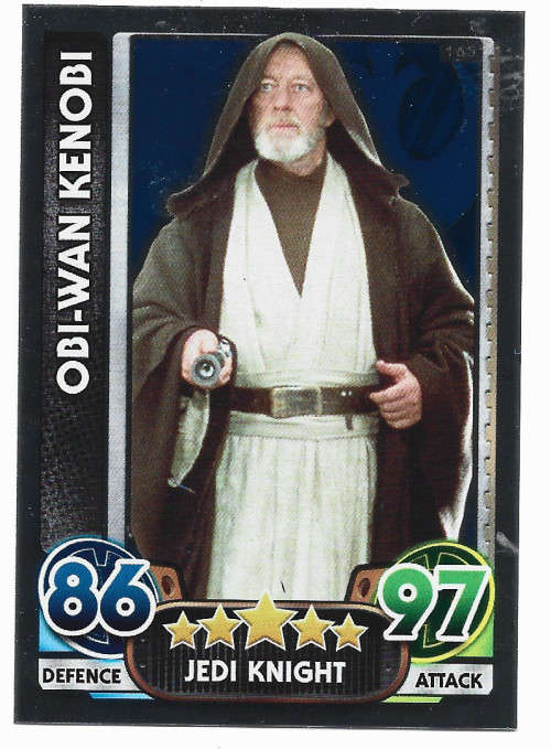 OBI WAN KENOBI - TOPPS `STAR WARS FORCE ATTAX` 2015/16 - `FOIL` TRADING CARD 165