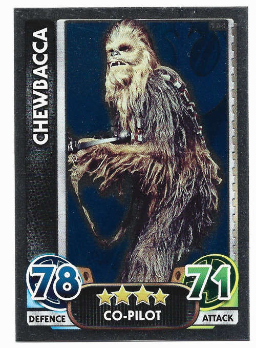CHEWBACCA - TOPPS `STAR WARS FORCE ATTAX` 2015/16 - `FOIL` TRADING CARD 164