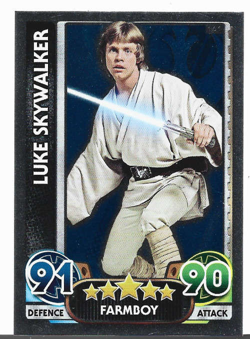 LUKE SKYWALKER - TOPPS `STAR WARS FORCE ATTAX` 2015/16 - `FOIL` TRADING CARD 161