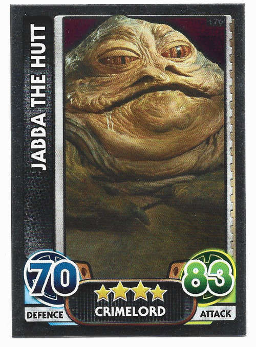 JABBA THE HUTT - TOPPS `STAR WARS FORCE ATTAX` 2015/16 - `FOIL` TRADING CARD 176