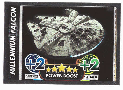 MILLENNIUM FALCON - TOPPS `STAR WARS FORCE ATTAX` 2015/16 - FOIL `POWER BOOST` TRADING CARD 192