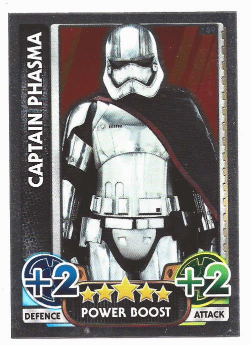 CAPTAIN PHASMA - TOPPS `STAR WARS FORCE ATTAX` 2015/16 - FOIL `POWER BOOST` TRADING CARD 189