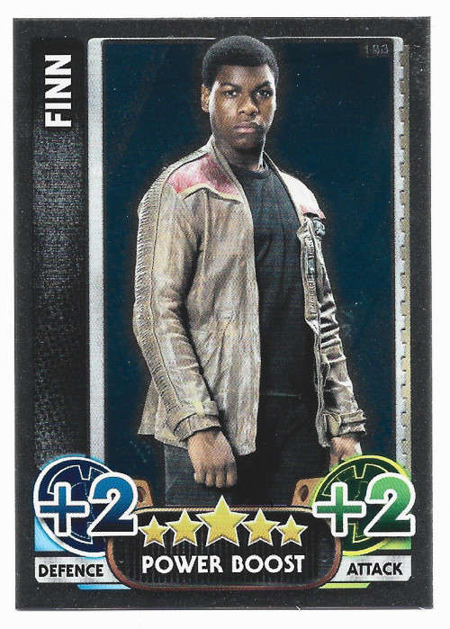 FINN - TOPPS `STAR WARS FORCE ATTAX` 2015/16 - FOIL `POWER BOOST` TRADING CARD 183