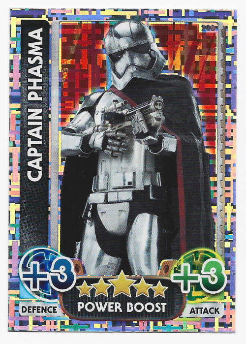 CAPTAIN PHASMA - TOPPS `STAR WARS FORCE ATTAX` 2015/16 - RAINBOW FOIL `POWER BOOST` TRADING CARD 208