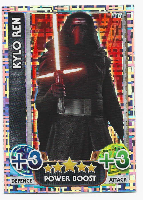 KYLO REN - TOPPS `STAR WARS FORCE ATTAX` 2015/16 - RAINBOW FOIL `POWER BOOST` TRADING CARD 207