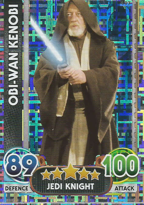 OBI WAN KENOBI - TOPPS `STAR WARS FORCE ATTAX` 2015/16 - RAINBOW FOIL  TRADING CARD 197
