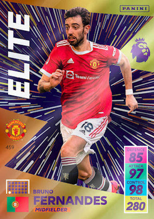 BRUNO FERNANDES - PANINI Adrenalyn EPL 2021/2022 - GOLD `ELITE` TRADING CARD 459