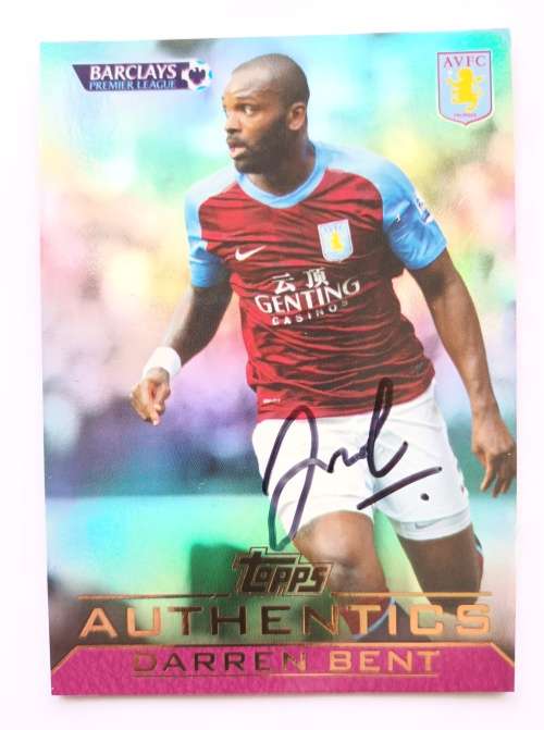 DARREN BENT (Aston Villa) - TOPPS AUTHENTICS EPL 2012 -  Personally `AUTOGRAPHED` TRADING CARD