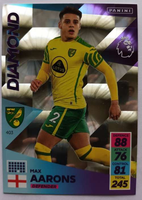 MAX AARONS - PANINI Adrenalyn EPL 2021/2022 - PLATINUM FOIL `DIAMOND` TRADING CARD 403