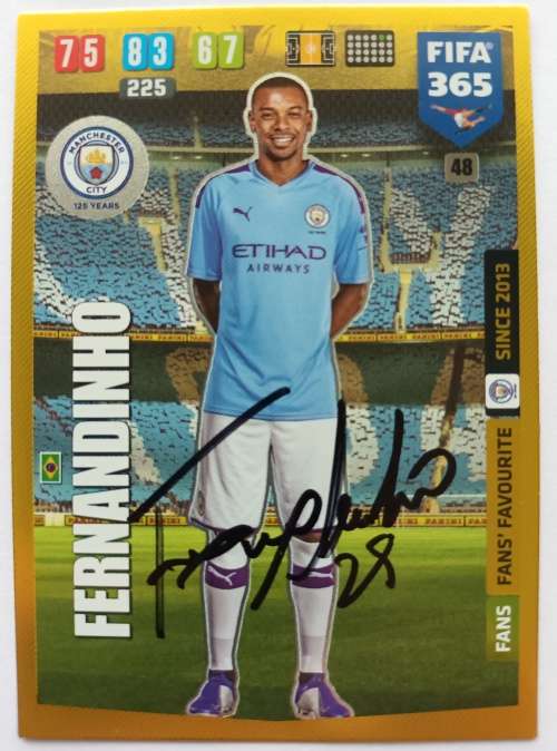 FERNANDINHO (Man. City) - PANINI `FIFA 365` 2020 -  Personally `AUTOGRAPHED` TRADING CARD