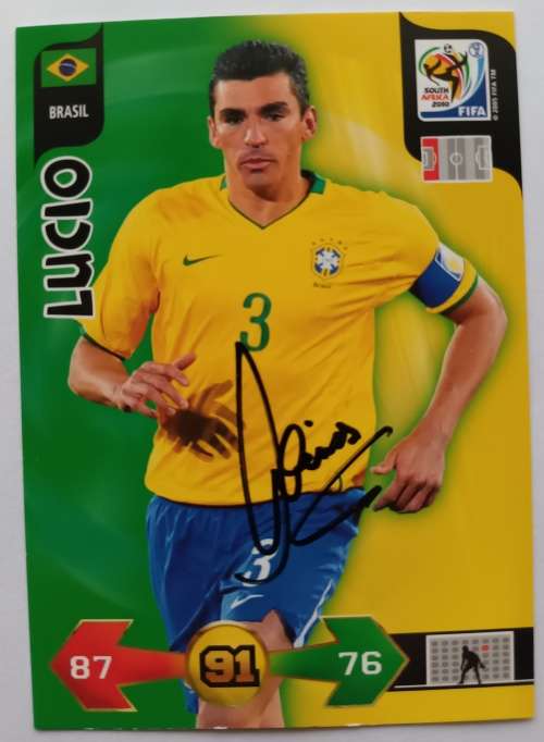 LUCIO (Brazil WC 2010 Squad) - PANINI WORLD CUP 2010 -  Personally `AUTOGRAPHED` TRADING CARD