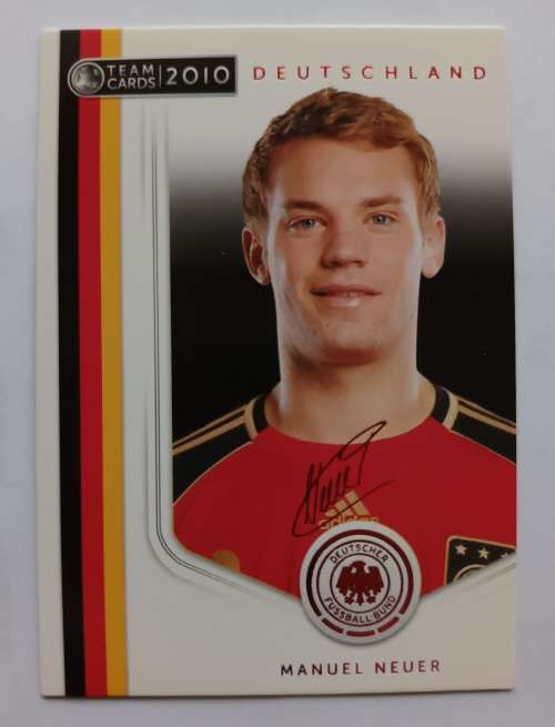 MANUEL NEUER (Germany) - PANINI `Germany W/Cup 2010` Team card -  Printed `AUTOGRAPHED` TRADING CARD