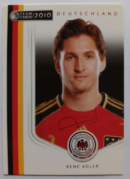 RENE ADLER (Germany) - PANINI `Germany W/Cup 2010` Team card -  Printed `AUTOGRAPHED` TRADING CARD