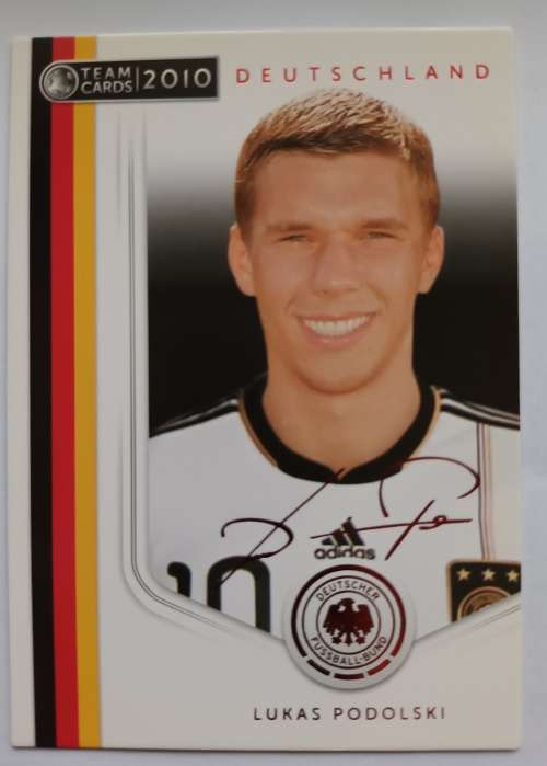 LUKAS PODOLSKI (Germany) - PANINI `Germany W/Cup 2010` Team -  Printed `AUTOGRAPHED` TRADING CARD