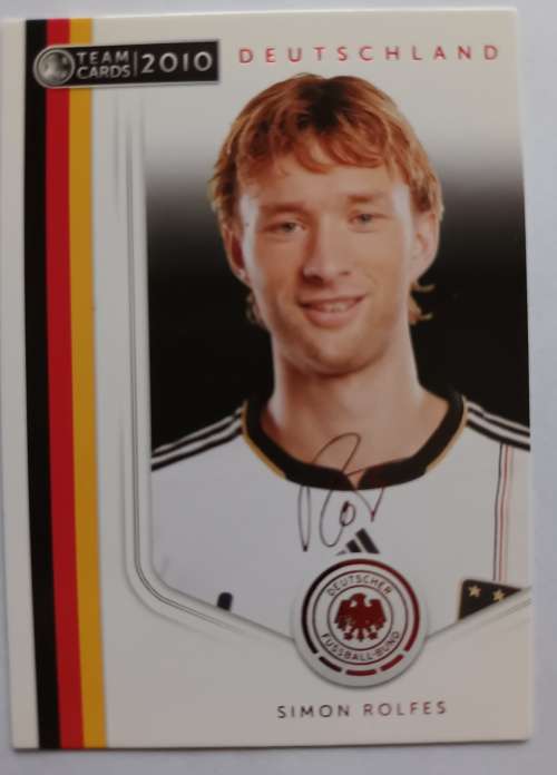 SIMON ROLFES(Germany) - PANINI `Germany W/Cup 2010` Team -  Printed `AUTOGRAPHED` TRADING CARD