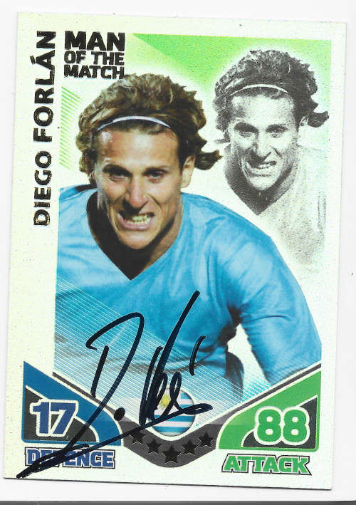 DIEGO FORLAN (Uruguay) - TOPPS WORLD CUP 2010 -  Personally `AUTOGRAPHED` TRADING CARD