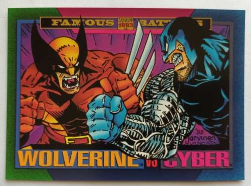 WOLVERINE vs CYBER  - MARVEL UNIVERSE 1993 - FAMOUS BATTLES TRADING CARD 161
