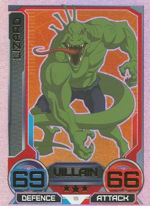 LIZARD - `MARVEL HERO ATTAX` 2014/15 TOPPS - `HOLOGRAPHIC` TRADING CARD 15