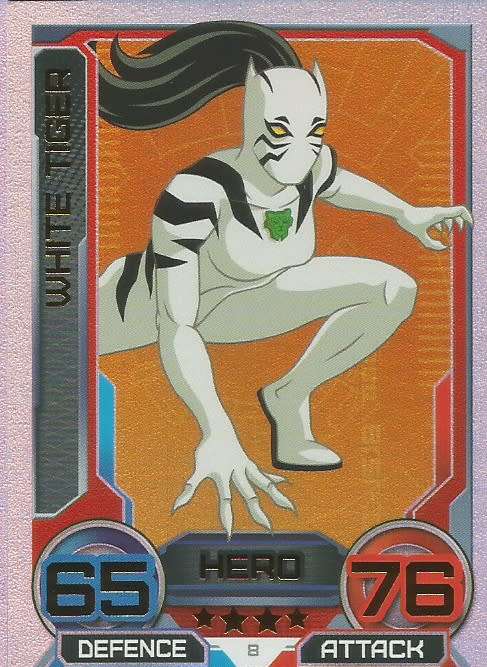 WHITE TIGER - `MARVEL HERO ATTAX` 2014/15 TOPPS - `HOLOGRAPHIC` TRADING CARD 8