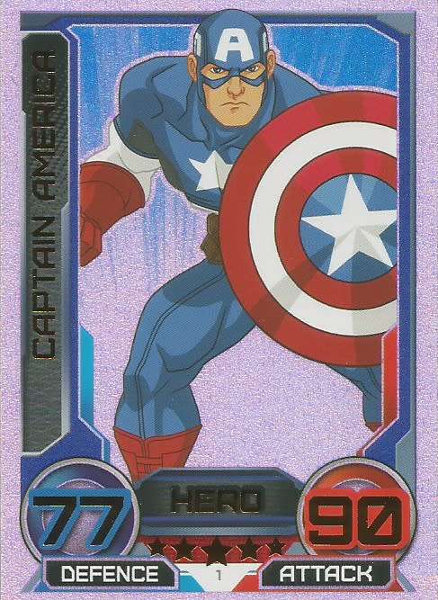 CAPTAIN AMERICA - `MARVEL HERO ATTAX` 2014/15 TOPPS - `HOLOGRAPHIC` TRADING CARD 1