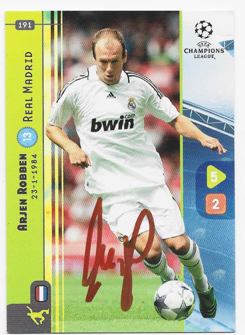 ARJEN ROBBEN (Real Madrid) - PANINI Champs League 2008 -  Personally `AUTOGRAPHED` TRADING CARD