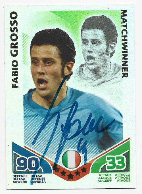 FABIO GROSSO (Italy) - TOPPS WORLD CUP 2010 -  Personally `AUTOGRAPHED` TRADING CARD