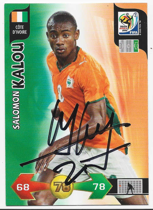 SALOMON KALOU (Ivory Coast) - PANINI WORLD CUP 2010 -  Personally `AUTOGRAPHED` TRADING CARD