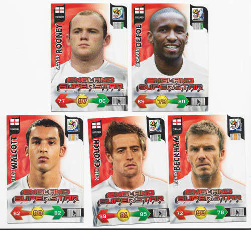 ENGLAND - FIFA WORLD CUP 2010 ADRENALYN XL - Complete Team set of 18 Base trading cards - UK Edition