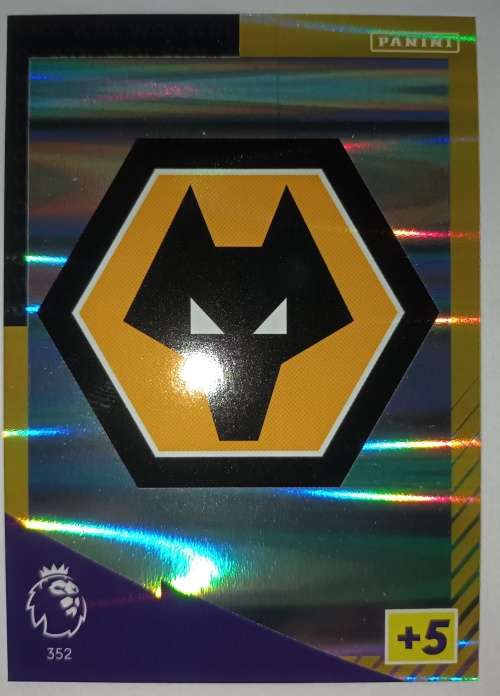 WOLVES - PANINI Adrenalyn EPL 2021/2022 - FOIL `CLUB BADGE` TRADING CARD 352