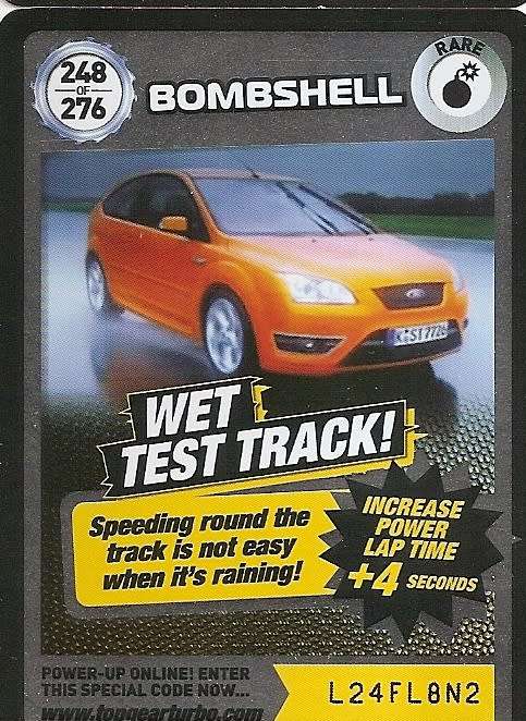 BOMBSHELL - `BBC` TOP GEAR TURBO CHALLENGE  - `RARE` TRADING CARD 248
