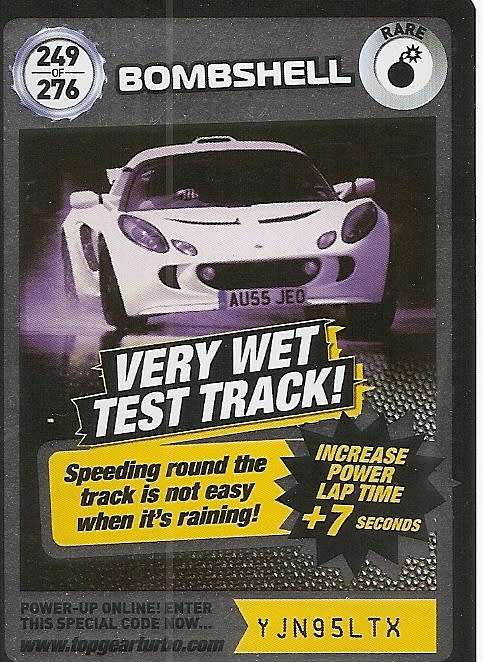 BOMBSHELL - `BBC` TOP GEAR TURBO CHALLENGE  - `RARE` TRADING CARD 249