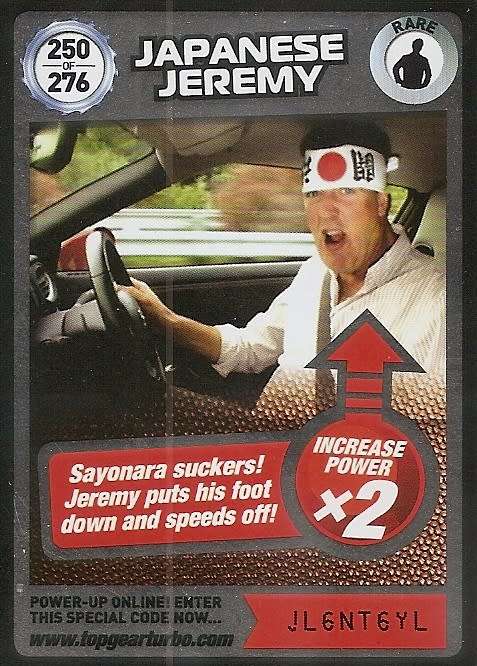 JAPANESE JEREMY - `BBC` TOP GEAR TURBO CHALLENGE  - `RARE` TRADING CARD 250