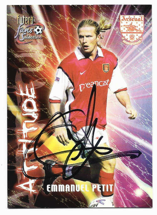 EMMANUEL PETIT (Arsenal) - FUTERA `ARSENAL 1997` COLLECTION -  Personally `AUTOGRAPHED` TRADING CARD