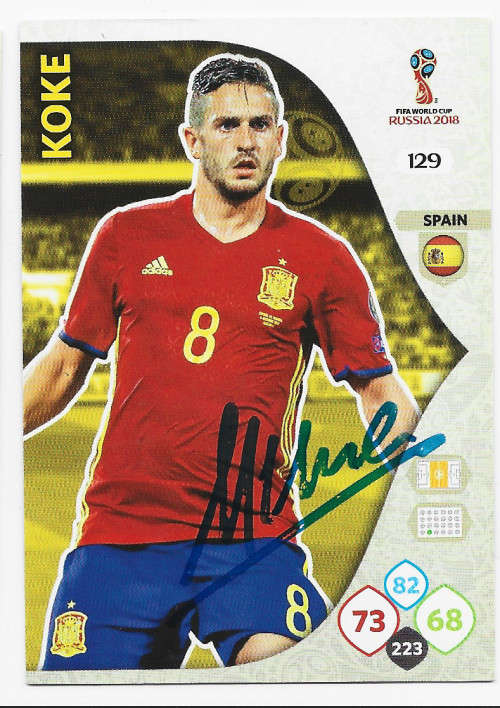 KOKE (Spain) - PANINI World cup 2018 -  Personally `AUTOGRAPHED` TRADING CARD