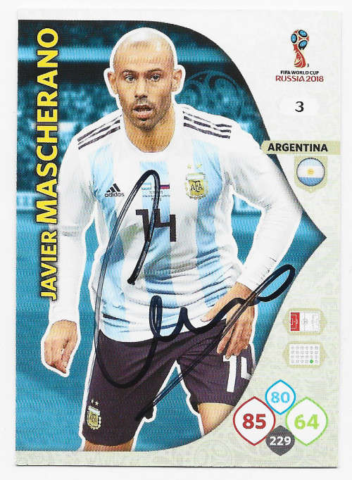 JAVIER MASHERANO (Argentina) - PANINI World cup 2018 -  Personally `AUTOGRAPHED` TRADING CARD
