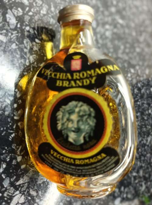 VECHIA ROMAGNA BRANDY LIQUEUR MINI BOTTLE -Italy 40% - Sealed and in Perfect Condition