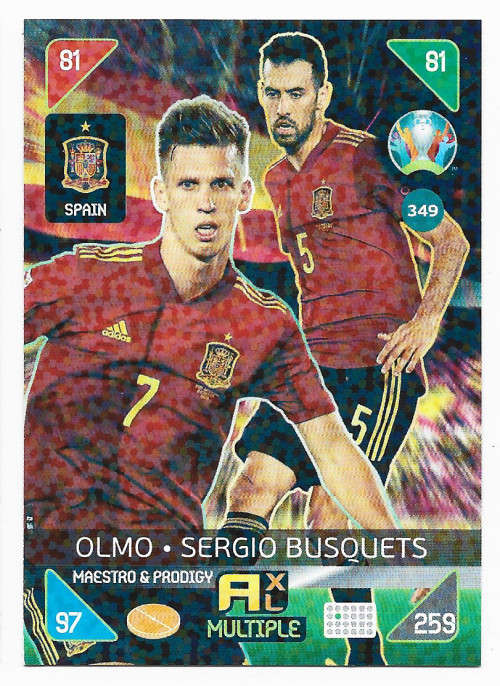 SPAIN - PANINI  `EURO 2020 KICK OFF` -  FOIL `Maestro and Prodigy` TRADING CARD 349