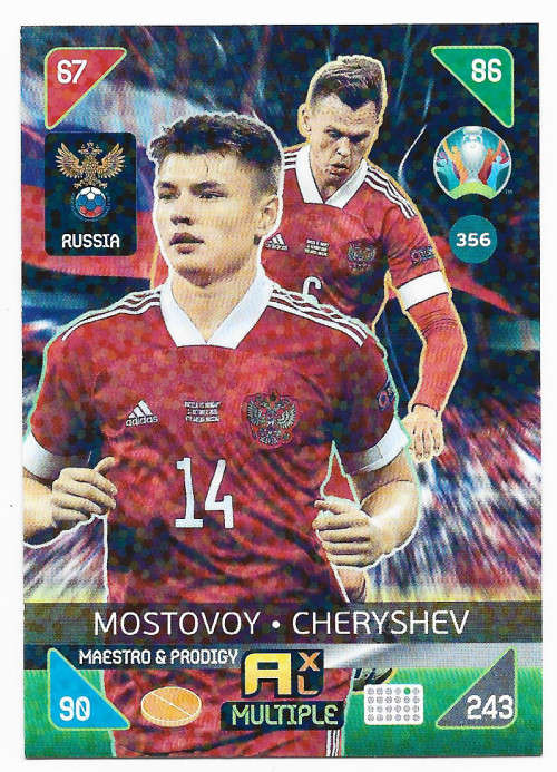 RUSSIA - PANINI  `EURO 2020 KICK OFF` -  FOIL `Maestro and Prodigy` TRADING CARD 356