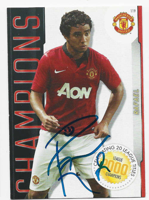 RAFAEL - PANINI Manchester United `ADRENALYN 2014` -  Signed `CHAMPIONS` TRADING CARD