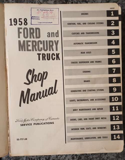 FORD and MERCURY 1958 TRUCK -  RARE SHOP MANUAL in FAIR CONDITION