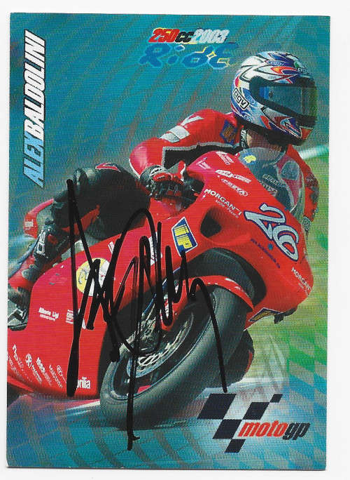 ALEX BALDOLINI - MOTO GP 2003 COLLECTION - 250cc RIDER `AUTOGRAPHED` TRADING CARD