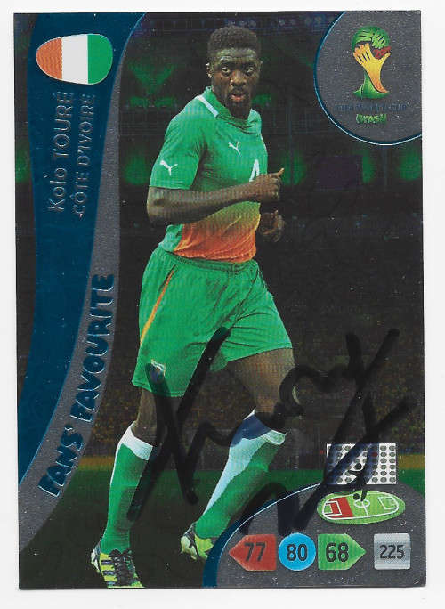 KOLO TOURE (Ivory Coast) - PANINI World cup 2014 -  Personally `AUTOGRAPHED` TRADING CARD