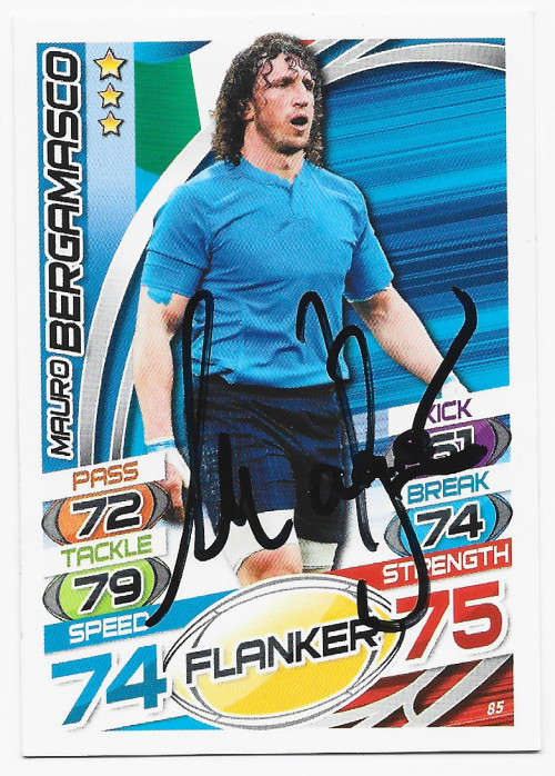 MAURO BERGAMASCO (ITALY) - TOPPS `RUGBY WORLD CUP` 2015 - Personally SIGNED TRADING CARD