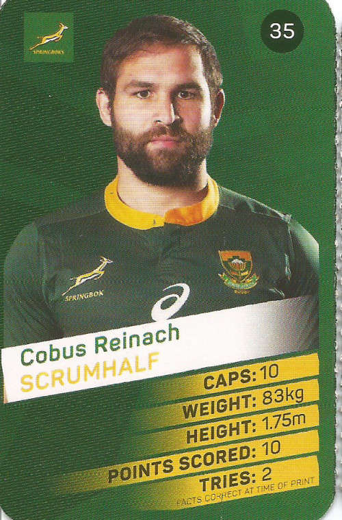 COBUS REINACH - 2019 RUGBY WORLD CUP CHAMPIONS - 2019 Pick and Pay RWC COLLECTION CARD 35