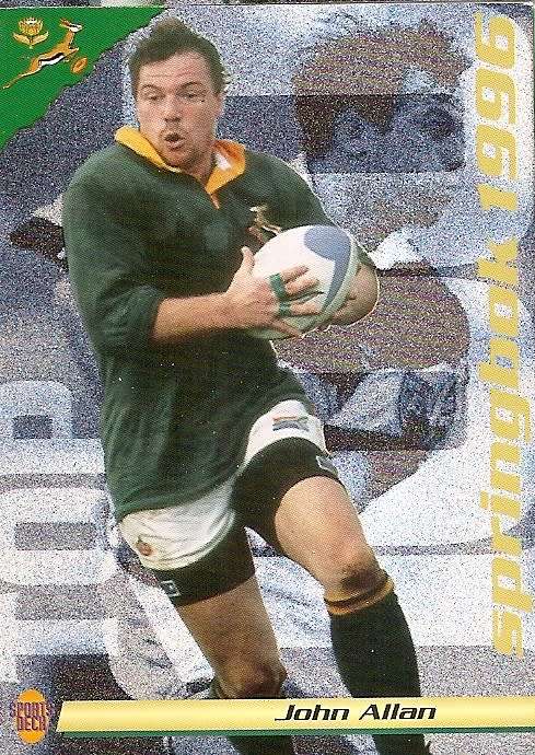 JOHN ALLEN (Springboks) - SPORTS DECK RUGBY COLLECTION  1996 - TRADING CARD 22