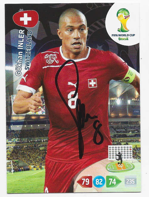 GOKHAN INLER (Swiss) - PANINI WORLD CUP 2014 -  Personally `AUTOGRAPHED` TRADING CARD