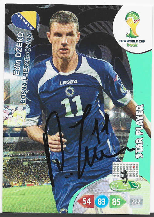 EDIN DZEKO (Bosnia) - PANINI WORLD CUP 2014 -  Personally `AUTOGRAPHED` TRADING CARD