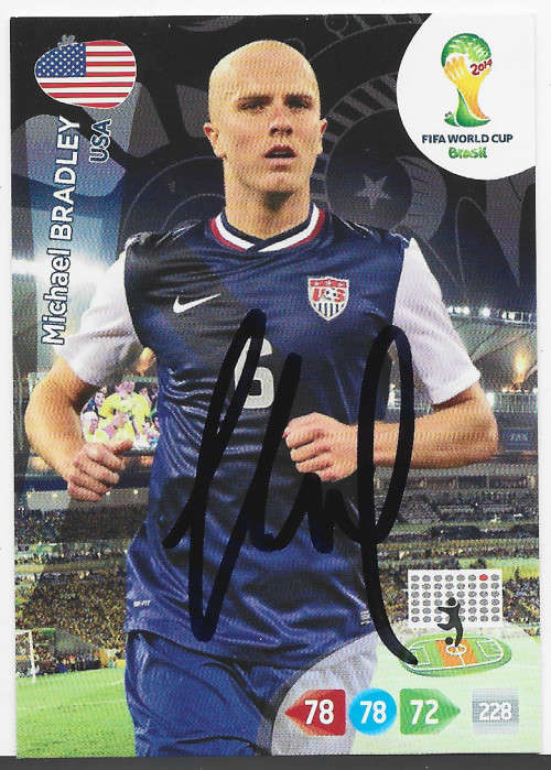 MICHAEL BRADLEY (USA) - PANINI WORLD CUP 2014 -  Personally `AUTOGRAPHED` TRADING CARD